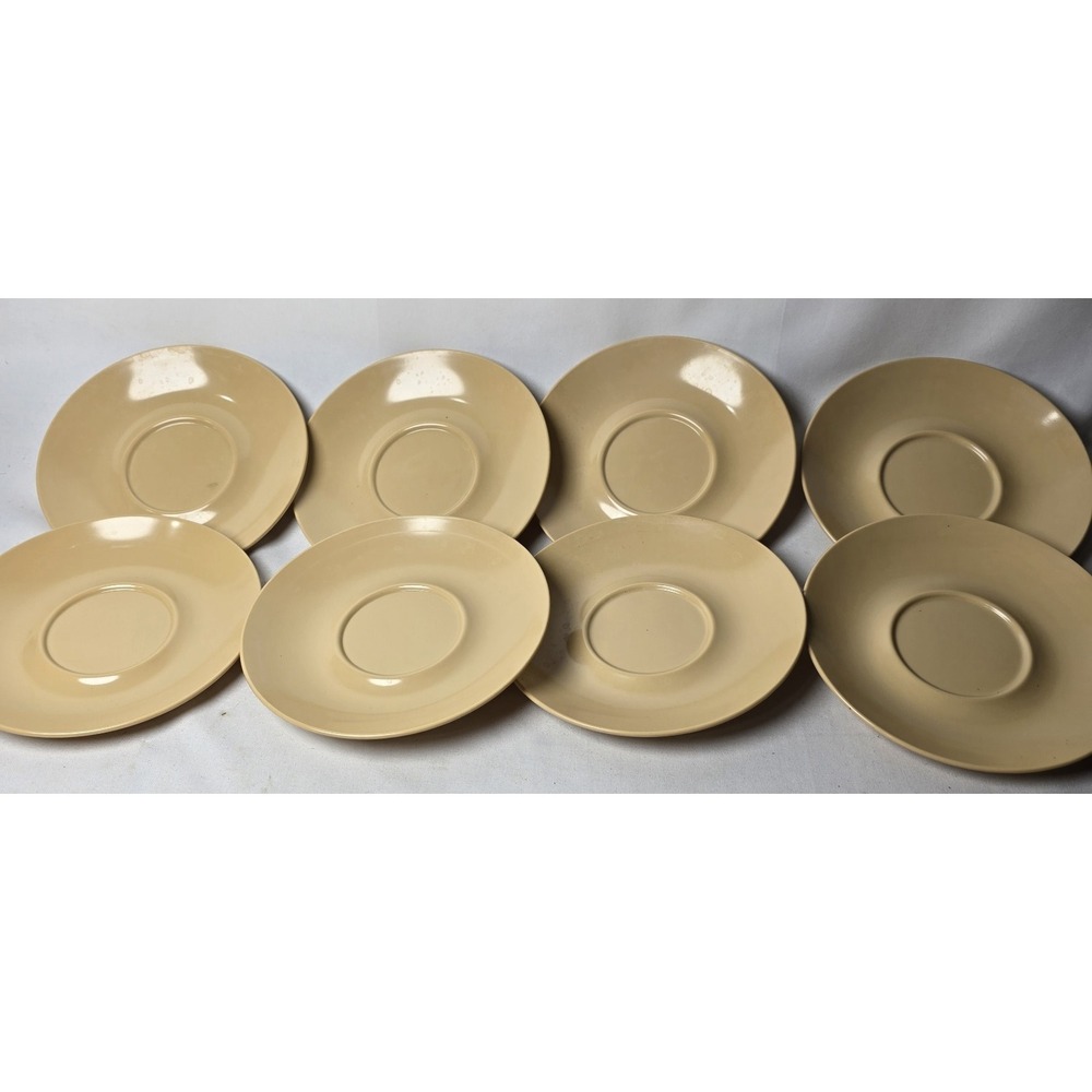 Texas Ware Vintage Set of 8 Melamine Tea Cup Plates Beige